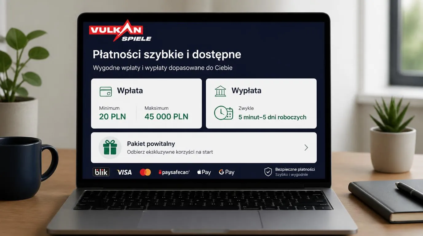 Panel płatności z wpłatą od 20 do 45 000 PLN i czasem wypłaty od 5 minut do 5 dni roboczych